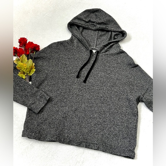Madewell Cropped Graphite Drawstring Hoodie - Small - Picture 1 of 7